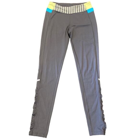 IVIVVA Grey Blue Full Length Ruffled Leggings Size 12 - Picture 1 of 10